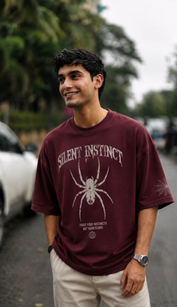 Silent Instinct Drop Shoulder Tee, Maroon