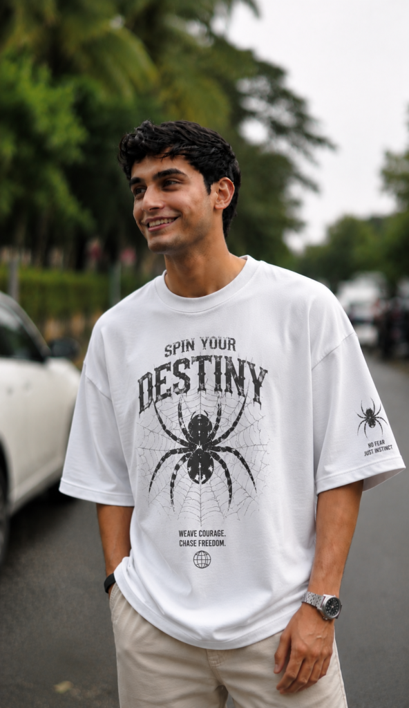 Spin Your Destiny Drop Shoulder Tee, White