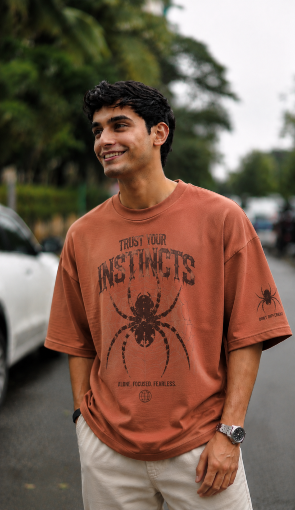 Trust Your Instincts Drop Shoulder Tee, Rust