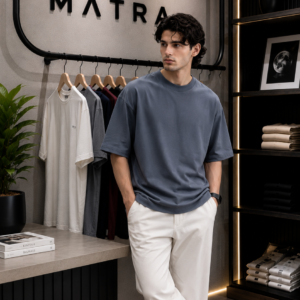 Heavyweight Drop Shoulder Tee, Slate Blue